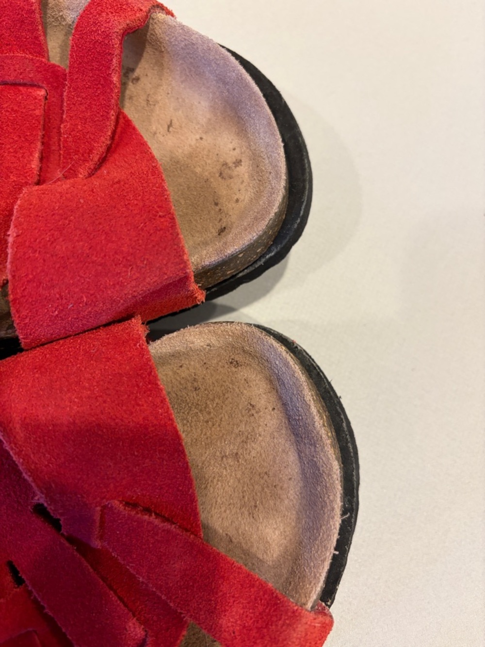 Birkenstock Red Suede Two-Strap Slide 41 leather EUC 10 10 1/2 - Picture 5 of 5